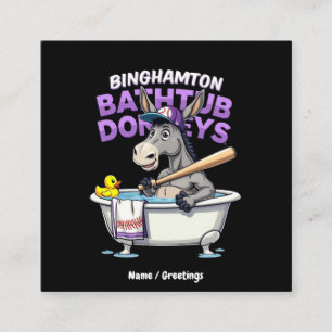 Funny Binghamton Baseball Bathtub Donkey Vintag Quadratische Visitenkarte