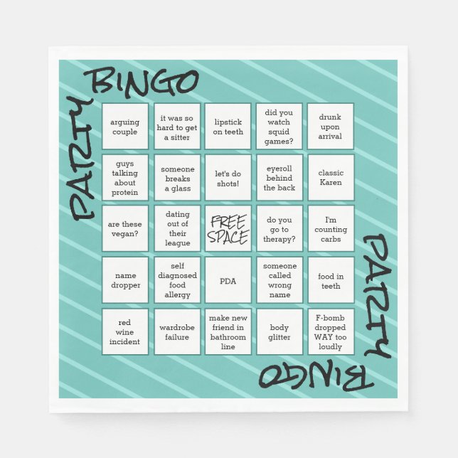 Funny Bingo Aquamarin Modernes Party Serviette (Vorderseite)