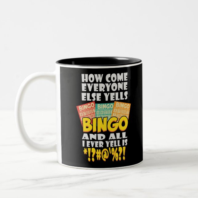 Funny Bingo Player Gift Zweifarbige Tasse (Links)