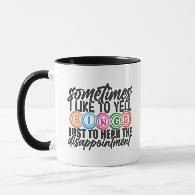Funny Bingo yelling word art  Tasse (Links)