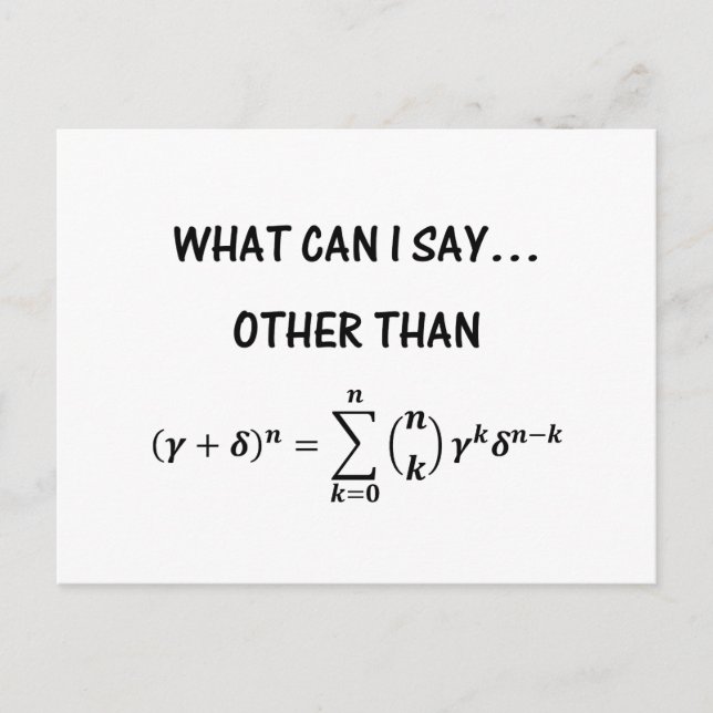 Funny Binomial Theorem STEM Math Science Spaß Postkarte (Vorderseite)