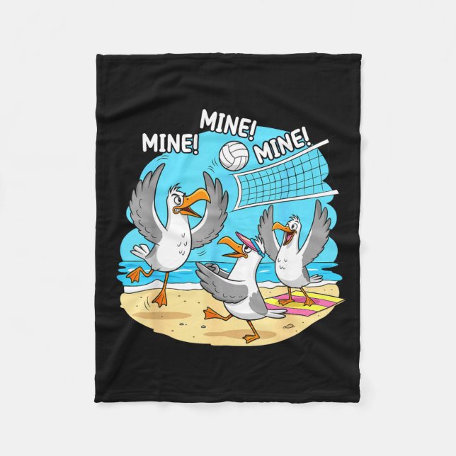 Funny Bird Playing Volleyball Mine Game Day Vibes  Fleecedecke (Vorderseite)