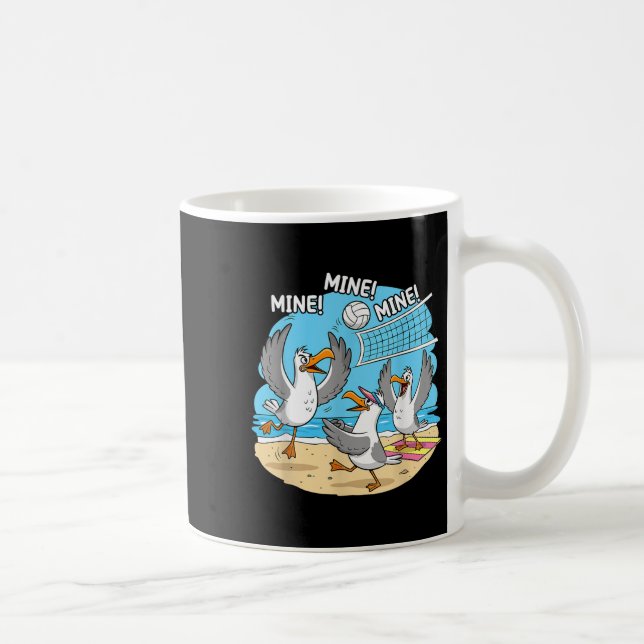 Funny Bird Playing Volleyball Mine Game Day Vibes  Kaffeetasse (Rechts)