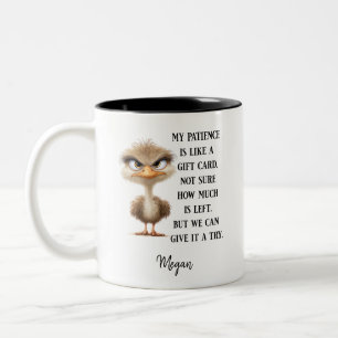 Funny Bird Sarcastic Spaß Gift Grumpy Ostrich Zweifarbige Tasse