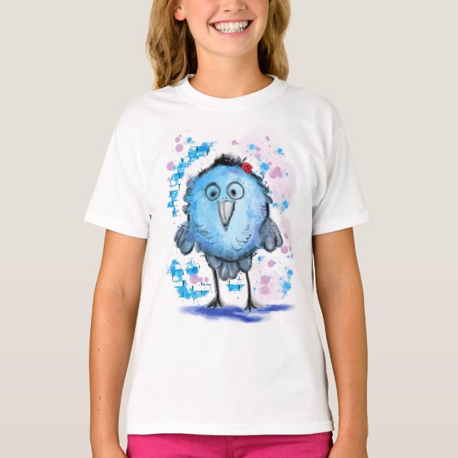 Funny Bird - Wasserfarbe - Süß T-Shirt (Vorderseite)