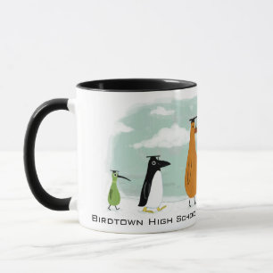 Funny Birds Abschluss Procession mit Custom Text Tasse