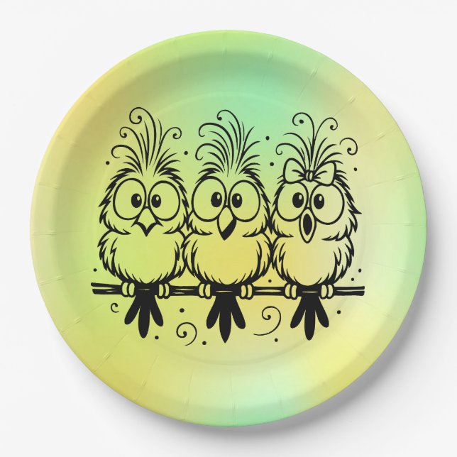 Funny Birds Cartoon-56456 Pappteller (Vorderseite)