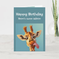 Funny Birthday Advice Giraffe Sticken der Zunge he