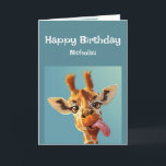 Funny Birthday Advice Giraffe Sticken der Zunge he Karte<br><div class="desc">Funny Birthday Advice Giraffe Sticken Zunge aus Anpassen mit dem Namen des Geburtstags</div>