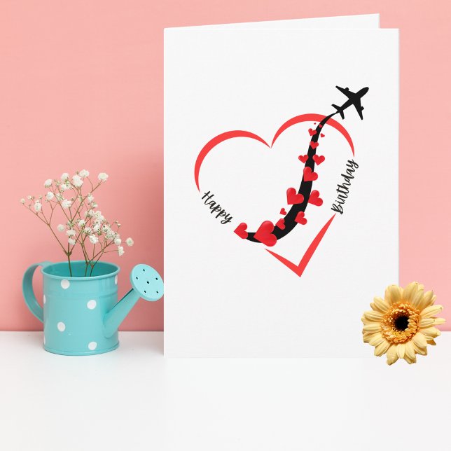 Funny Birthday Airplane Herzluftfahrt Minimalistis Karte (Von Creator hochgeladen)