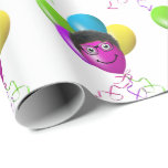 Funny Birthday Balloon Face Geschenkpapier<br><div class="desc">Farbenfrohe Geburtstagsballons mit knackigem Haar und Gläsern auf weißem Hintergrund.</div>