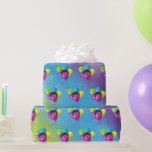 Funny Birthday Balloon Face on Rainbow Geschenkpapier<br><div class="desc">Farbenfrohe Geburtstagsballons mit bunten Haaren und Gläsern auf einem abstrakten Hintergrund mit Regenbogen.</div>