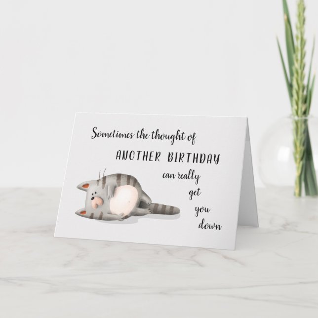 Funny Birthday Blues Cat Happy Birthday Karte (Vorderseite)