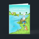 Funny Birthday Brother Fisherman Card mit Fisch Karte<br><div class="desc">Dies ist eine lustige Angelkarte, die ich sicher für alle Fischer ideal ist, die zum Geburtstag einen Fisch fangen wollen, aber der Fisch hat gerade sein Sandwich genommen, von dem er nur einen Biss genommen hat, und die fette Katze frisst die Fische, die herausspringen, um den Köder zu bekommen, der...</div>