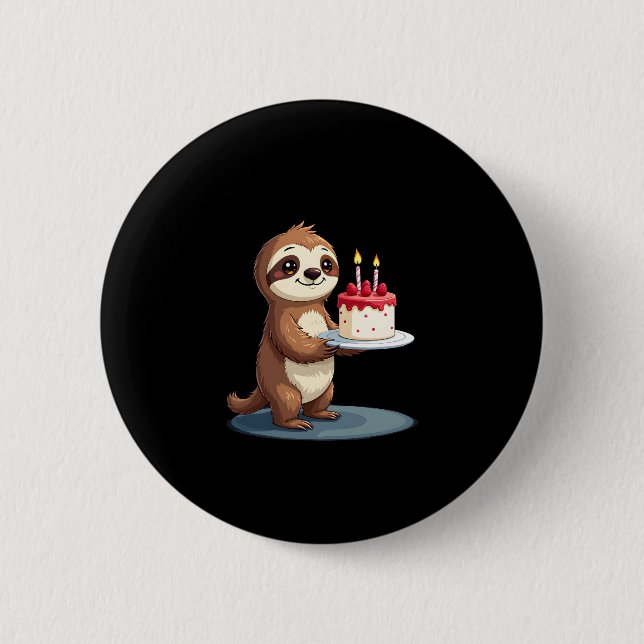 Funny Birthday Cake mit Sloth Kostüm für Jungs und Button (Vorderseite)