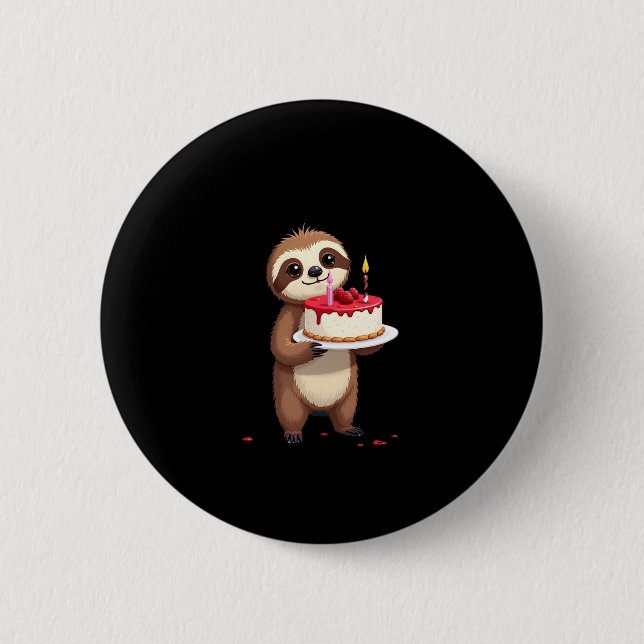 Funny Birthday Cake mit Sloth Kostüm für Jungs und Button (Vorderseite)