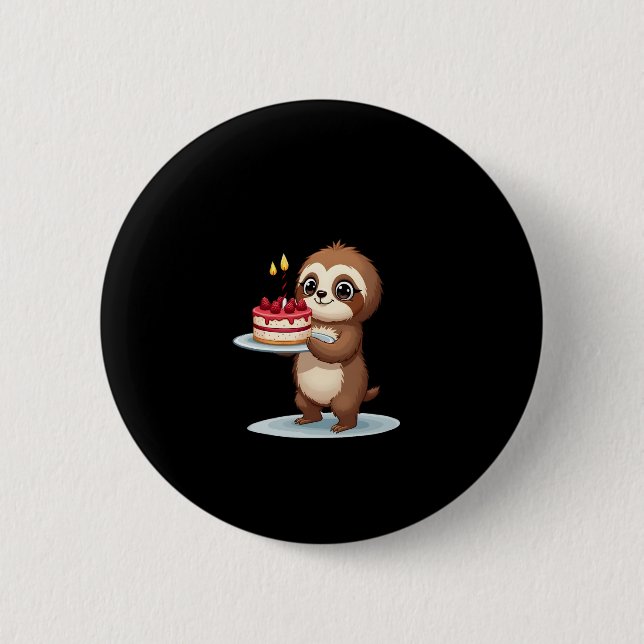 Funny Birthday Cake mit Sloth Kostüm für Jungs und Button (Vorderseite)