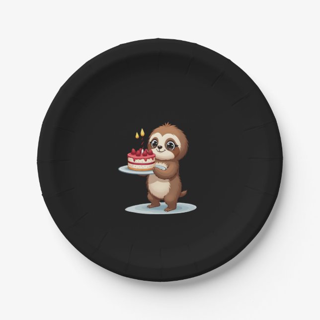 Funny Birthday Cake mit Sloth Kostüm für Jungs und Pappteller (Vorderseite)