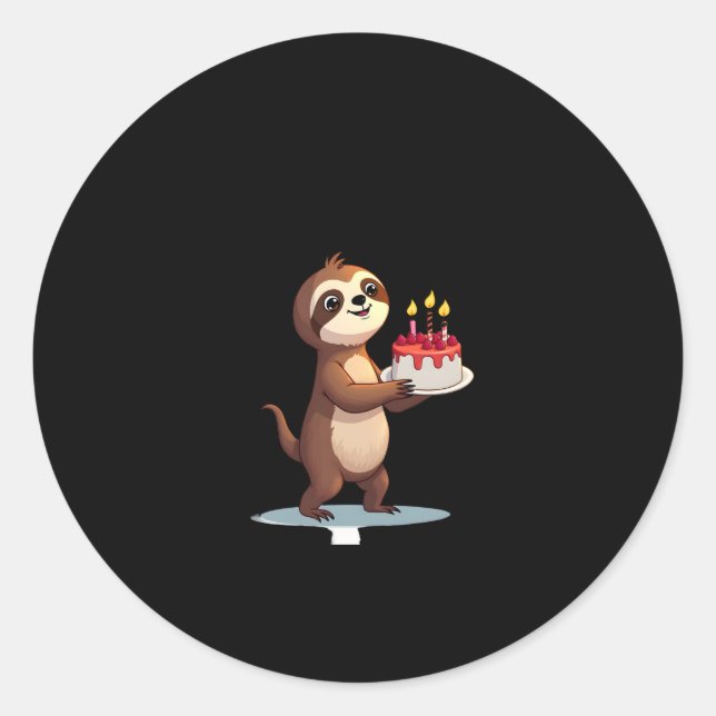 Funny Birthday Cake mit Sloth Kostüm für Jungs und Runder Aufkleber (Vorderseite)