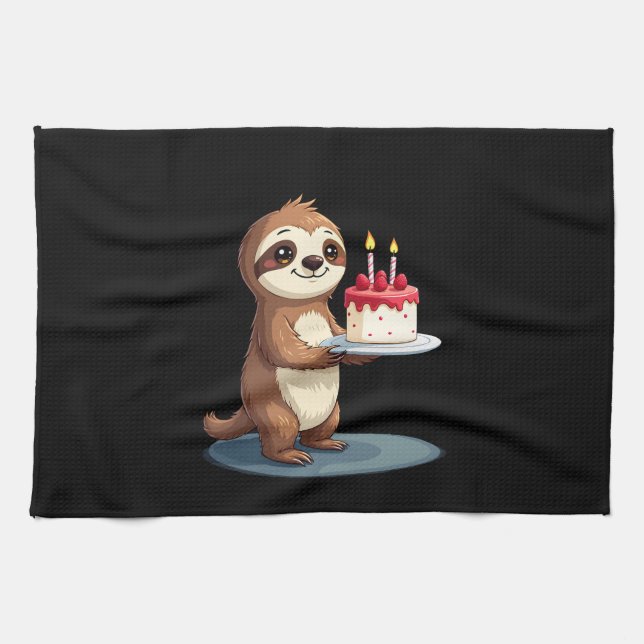 Funny Birthday Cake with Sloth Costume for Boys an Geschirrtuch (Horizontal)