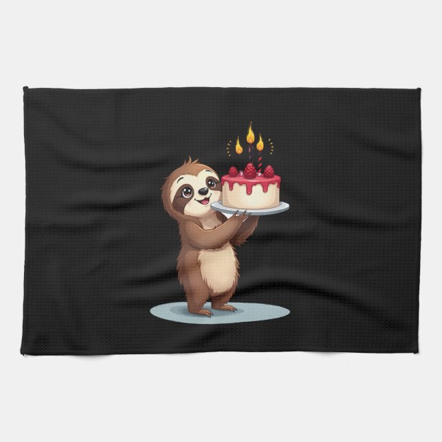 Funny Birthday Cake with Sloth Costume for Boys an Geschirrtuch (Horizontal)