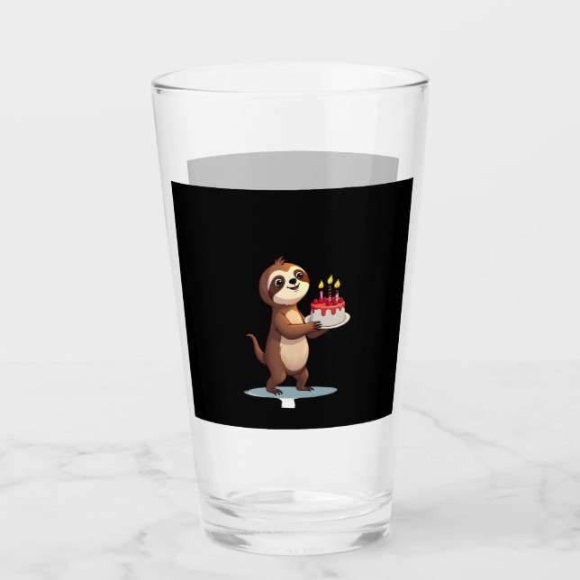 Funny Birthday Cake with Sloth Costume for Boys an Glas (Vorderseite)
