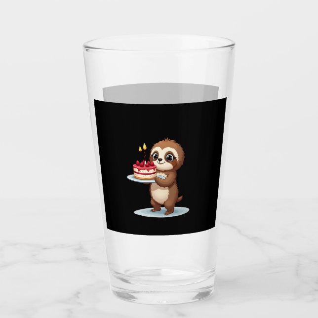 Funny Birthday Cake with Sloth Costume for Boys an Glas (Vorderseite)