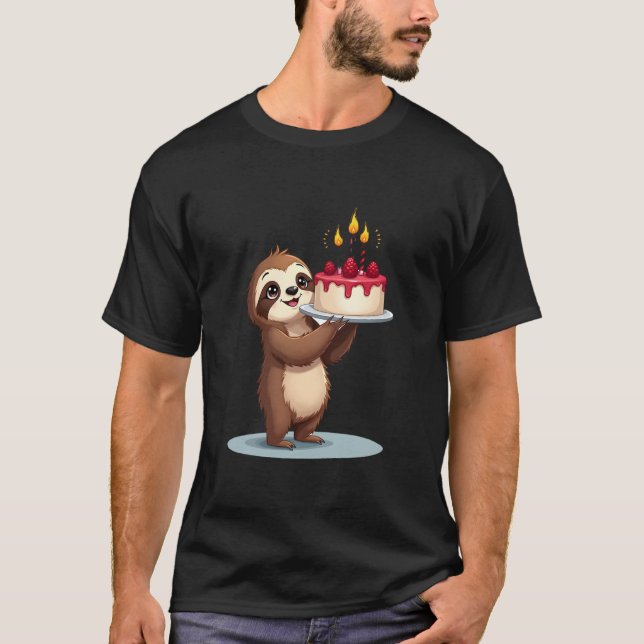 Funny Birthday Cake with Sloth Costume for Boys an T-Shirt (Vorderseite)