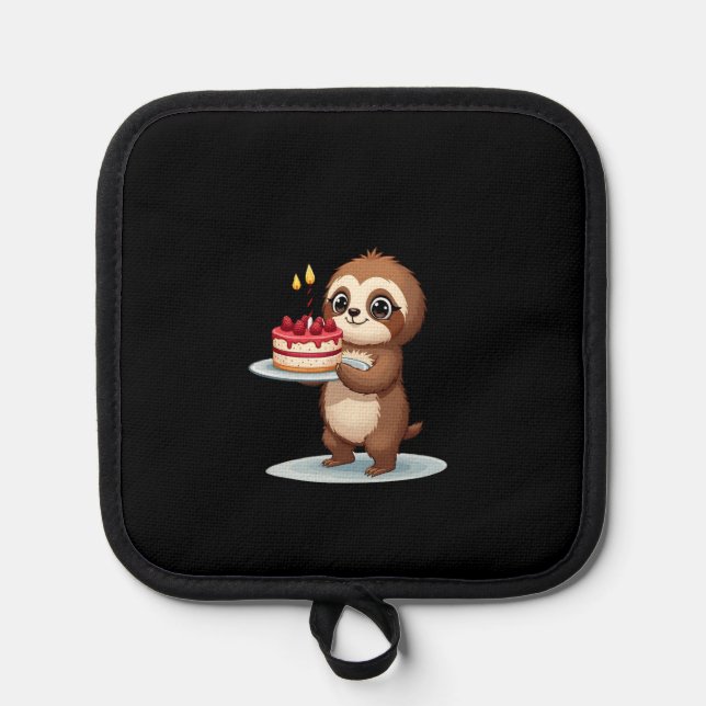 Funny Birthday Cake with Sloth Costume for Boys an Topflappen (Vorderseite)