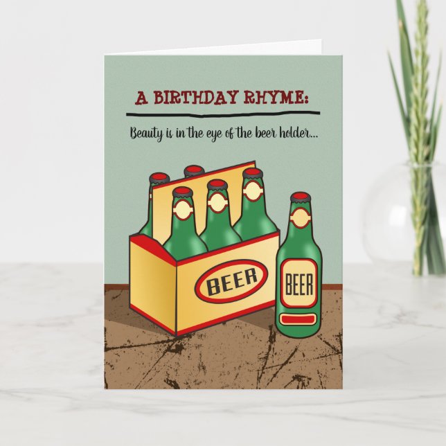 Funny Birthday Card | 6 Packung Bier Rhyme Karte (Vorderseite)