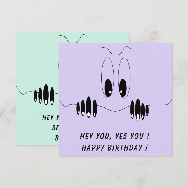 Funny Birthday Card Curiosity Eyes - Custom Text (Vorne/Hinten)