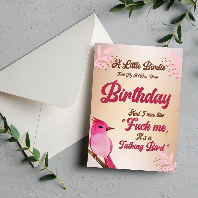 Funny Birthday Card for Men & Women | Little Birdi Einladung (Funny Birthday Card for Men & Women | Little Birdie Told Me)