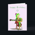 Funny Birthday Card Frosch Gitarrenmusik spielen Karte<br><div class="desc">Funny Geburtstagskarten mit Frog Playing Gitarre - MIGNED Painting Design - Anpassbar - oder Fügen Sie Ihren Text / Name</div>