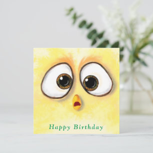 Funny Birthday Card Gelbes Huhn Überraschte Augen