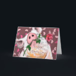 Funny Birthday Card Gentleman Pig mit Rose Karte<br><div class="desc">Romantische Gentleman Pig Funny Geburtstagskarten - MIGNED Painting Design - Anpassbar - oder Hinzufügen von Text / Name</div>