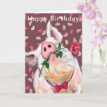 Funny Birthday Card Gentleman Pig Romantik Karte<br><div class="desc">Funny Happy Birthday Cards Gentleman Pig mit Rose - MIGNED Painting - Anpassbar</div>