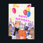 Funny Birthday Card Happy Cat Party<br><div class="desc">Hübsche Geburtstagskarten mit Happy Cat Party Cartoon Zeichnend Niedliche Funny Cats Geburtstagsfeier - Anpassbar - oder wählen / Ihren einzigartigen Text / Schriftart / Farbe / Größe hinzufügen - Ihre besondere Karte Geschenk machen - Vergrössern und verschieben oder entfernen und hinzufügen Elemente / Bild mit Anpassungs-Tool ! Zeichn und Design...</div>
