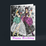 Funny Birthday Card Ladys Drinking Wine - Chef Karte<br><div class="desc">Funny Geburtstagskarten mit zwei Damen in Schwarz und Weiß Moderne Spitzen Kleider trinken Wein Anstriche Malerei - Anpassbar - oder wählen / Fügen Sie Ihren einzigartigen Text / Name / Farbe - Make your Special Birthday Card Geschenk - Umgestalten und verschieben oder entfernen und hinzufügen Elemente / Text mit Anpassungswerkzeug...</div>