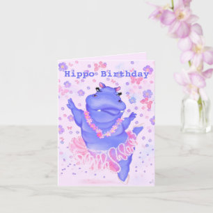 Funny Birthday Card mit Ballerina Hippo Karte