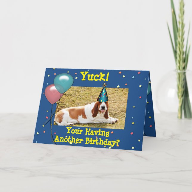 Funny Birthday Card mit Basset Hound Karte (Vorderseite)