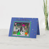 Funny Birthday Card mit Dinosauriern & Basset Houn