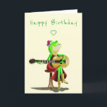 Funny Birthday Card mit Frog Guitar Player Karte<br><div class="desc">Froschspielgitarre Funny Geburtstagskarten - MIGNED Painting - Anpassbar</div>