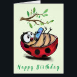 Funny Birthday Card mit Happy Ladybug<br><div class="desc">Funny Geburtstagskarten mit Happy Little Ladybug mit Telefon - Wählen / Fügen Sie Ihren einzigartigen Text / Farbe - Machen Sie Ihr einzigartiges Geschenk - Neu vergrössern und verschieben oder entfernen und fügen Sie Elemente mit dem Anpassungstool hinzu! - Zeichn und Design von MIGNED. Sie können meine Designs auch auf...</div>