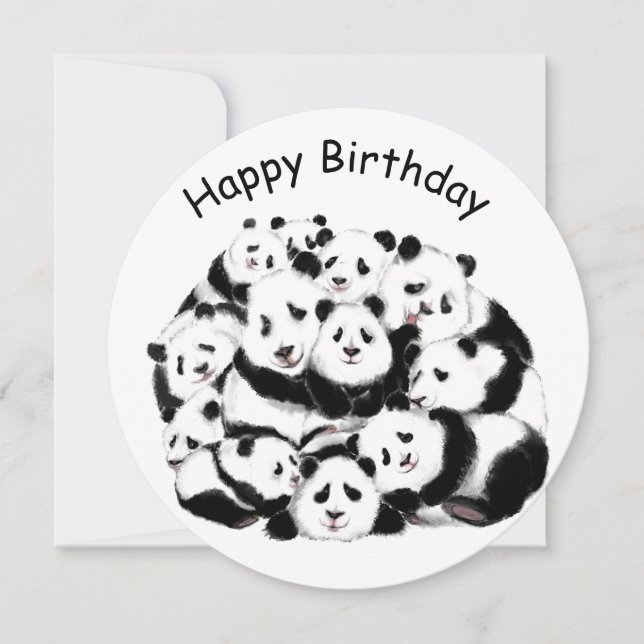 Funny Birthday Card mit Happy Pandas (Vorderseite)