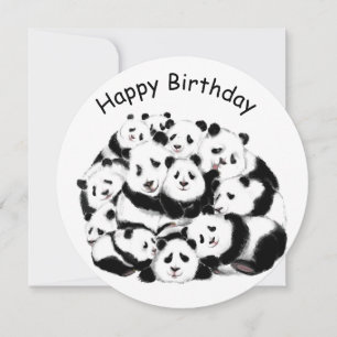 Funny Birthday Card mit Happy Pandas