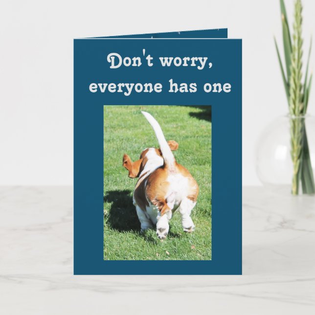 Funny Birthday Card mit Niedlichem Basset Hound Karte (Vorderseite)