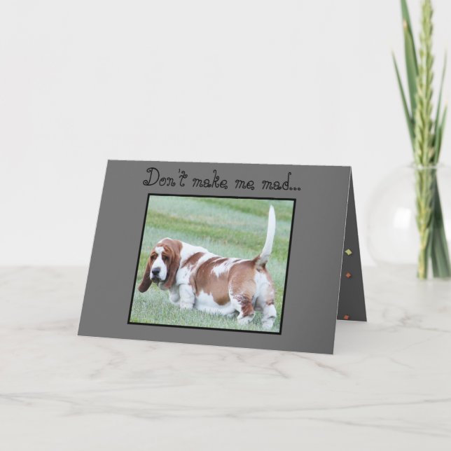Funny Birthday Card mit Niedlichem Basset Hound Karte (Vorderseite)