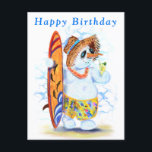 Funny Birthday Card mit Snowman Surfer Postkarte<br><div class="desc">Funny Geburtstagskarten mit Summer Snowman Surfer Drinks Fresh Cocktail Exotic Holiday Fun Zeichn - Wählen / Fügen Sie Ihren einzigartigen Text / Name / Farbe - Make Your Special Gift - Neu vergrössern und verschieben oder entfernen und fügen Sie Elemente / Text mit Anpassungs-Tool! Zeichn und Design von MIGNED. Bitte...</div>