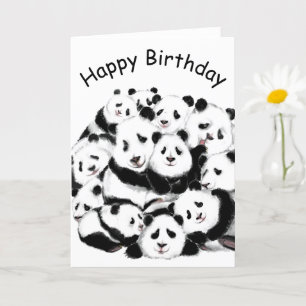Funny Birthday Card Panda Family Karte