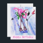 Funny Birthday Card Rosa Flamingo Skier - Cartoon Feiertagskarte<br><div class="desc">Glückliche Geburtstagskarte mit Funny Pink Flamingo Skier - Cartoon Zeichnend Comic Spaß glücklicher Vogel - Wählen / Fügen Sie Ihren einzigartigen Text / Name / Farbe - Make Your Special Gift - Neu vergrössern und verschieben oder entfernen und fügen Sie Elemente / Bild mit Anpassungs-Tool! - Zeichn und Design von...</div>